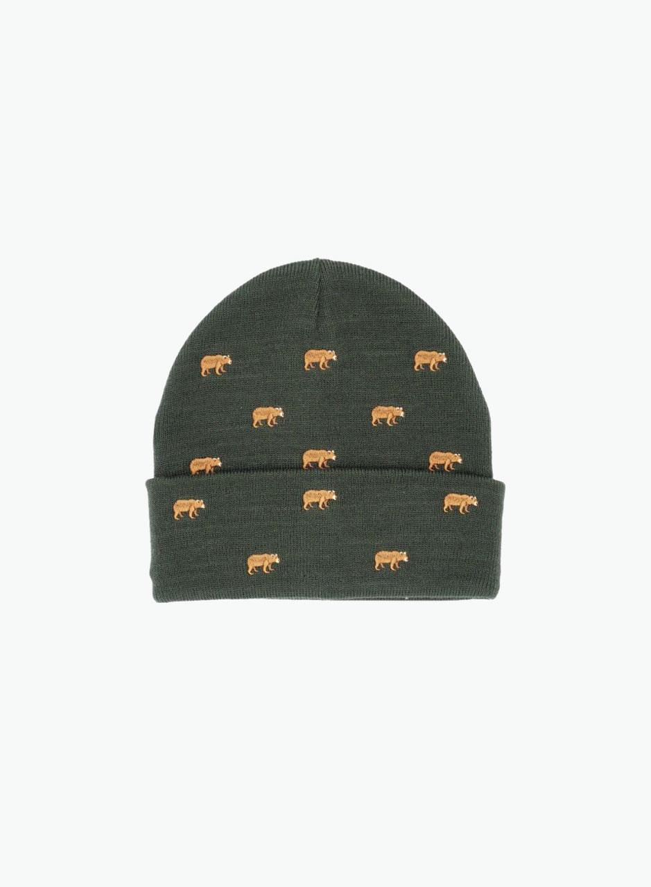 Warm winter hat with bear image
