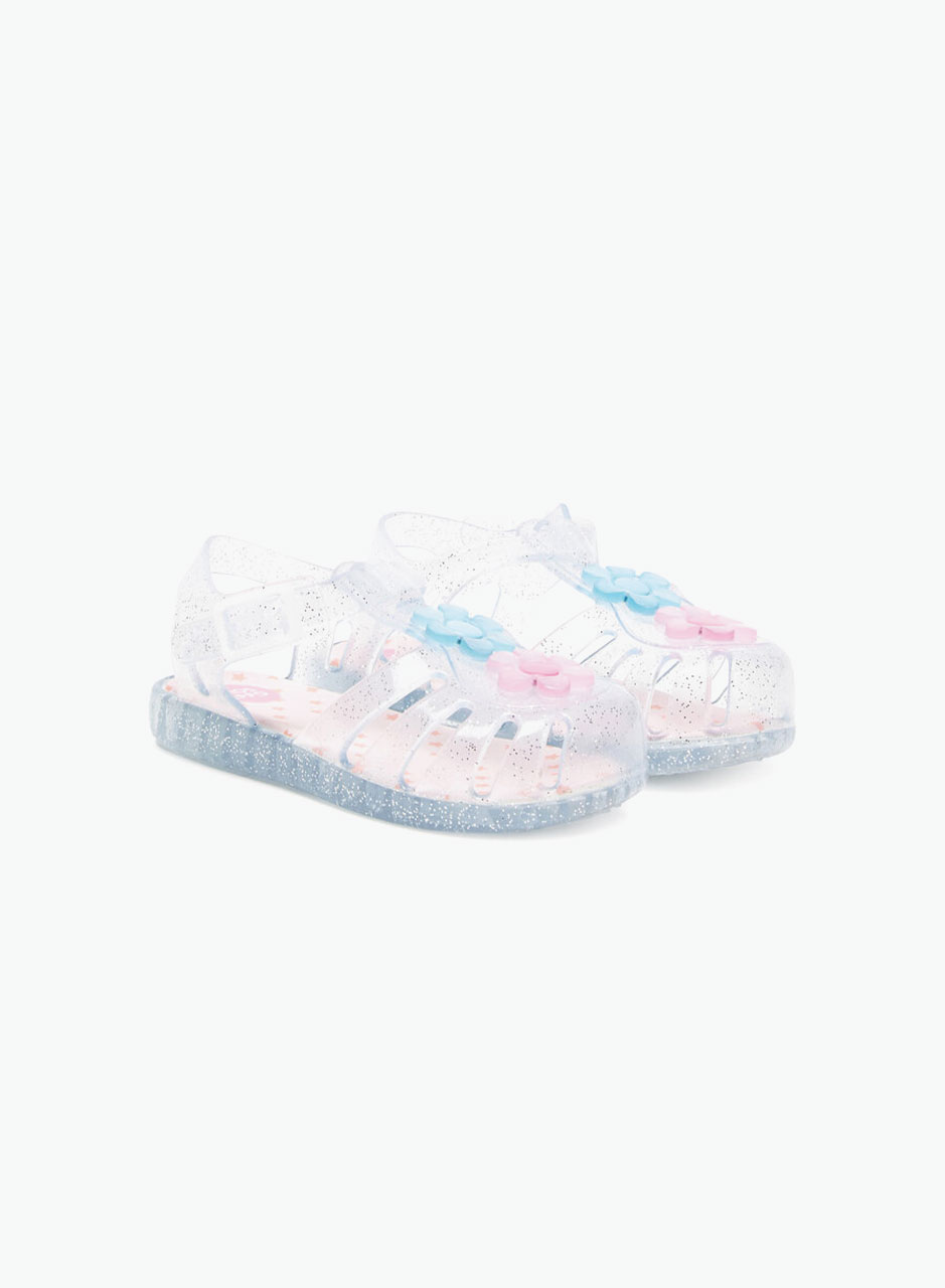 Rubber sandals with flowers