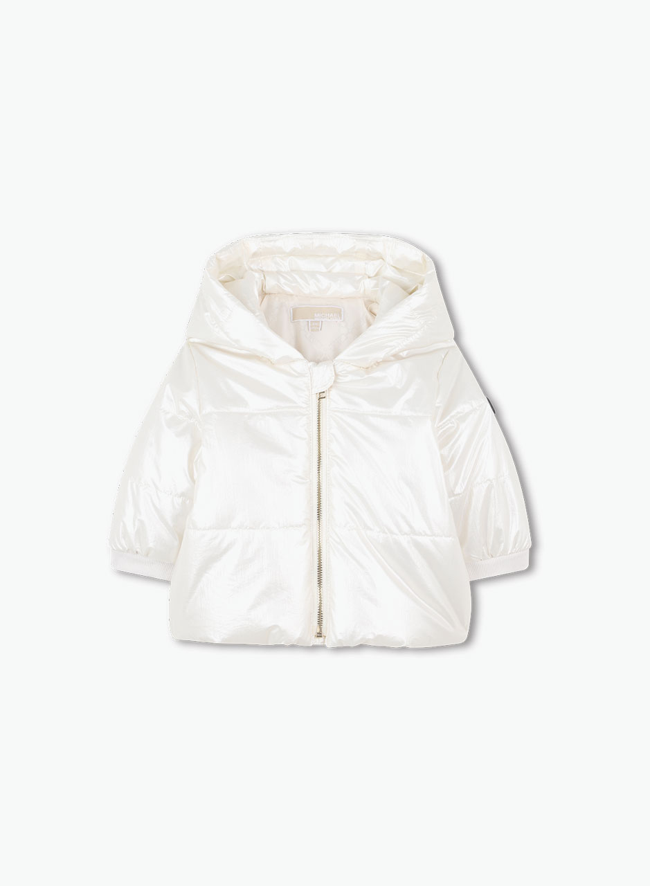 Փայլուն սպիտակ փքուն բաճկոն