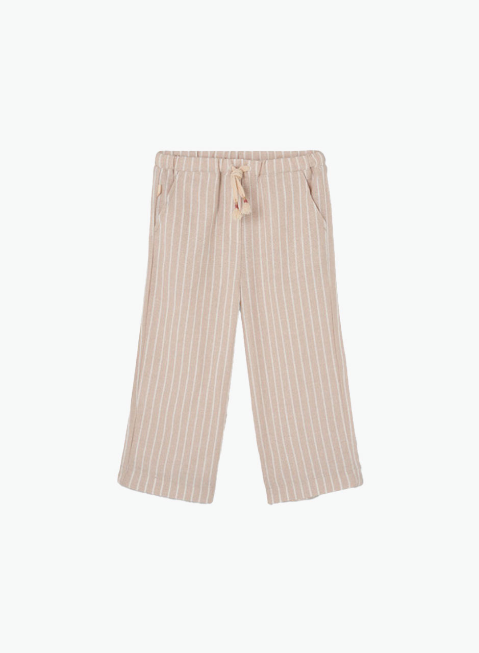 Полосатые льняные брюки