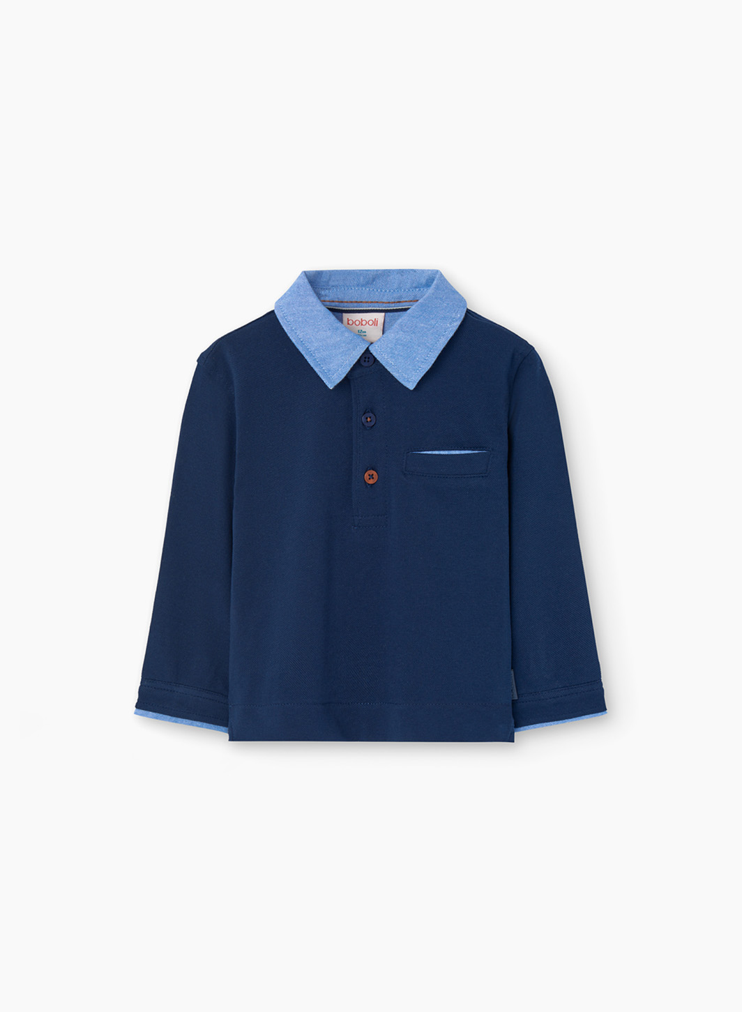 Cotton combined long sleeves polo