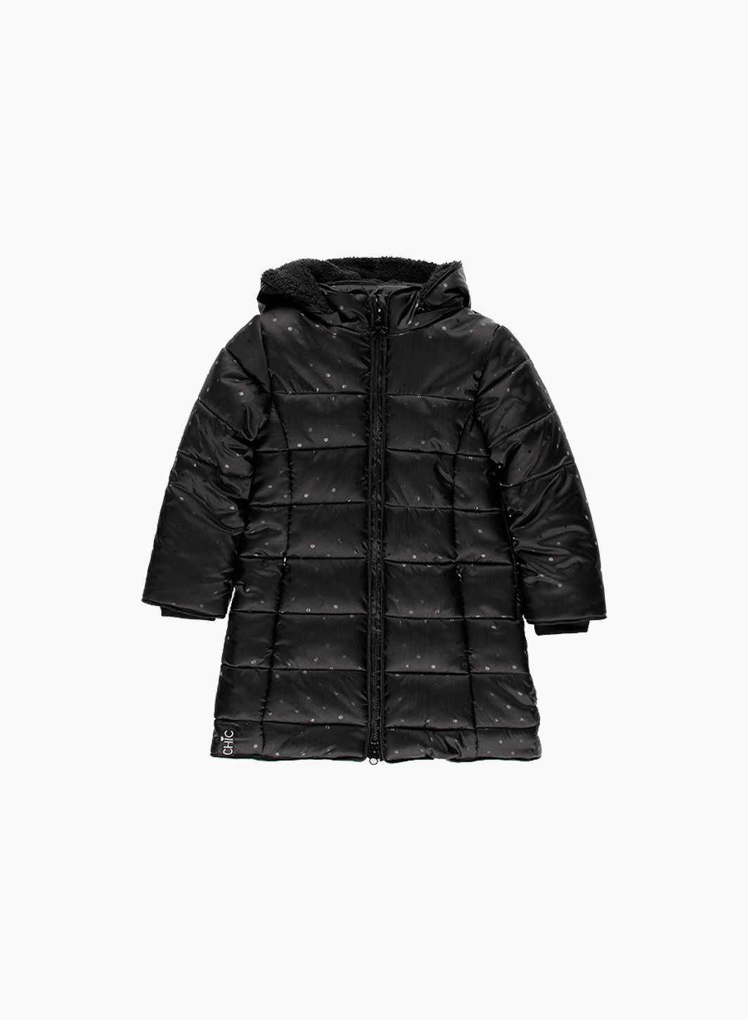 Long parka with sequined polka dots