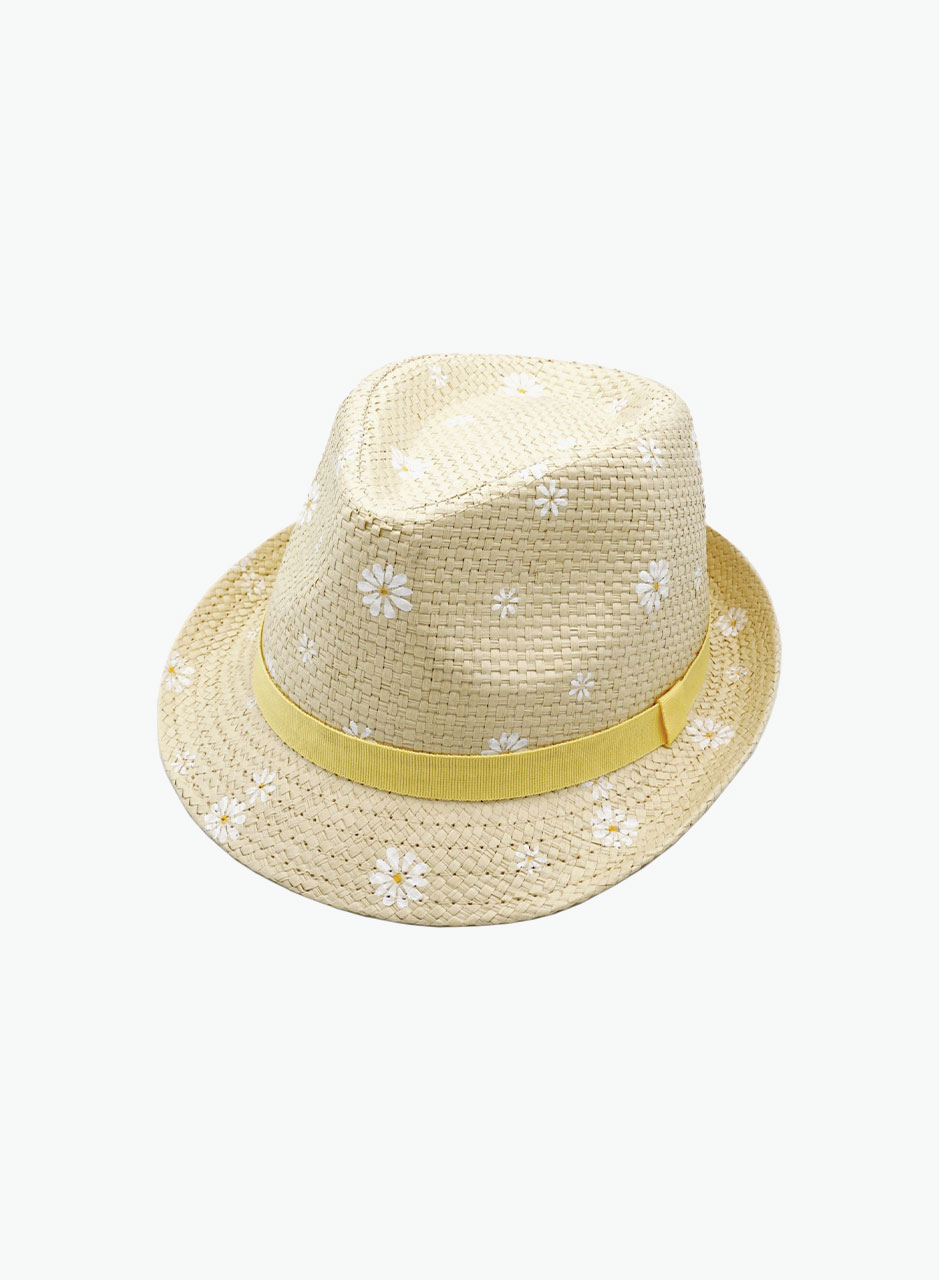 Երիցուկի պրինտով լայնեզր գլխարկ