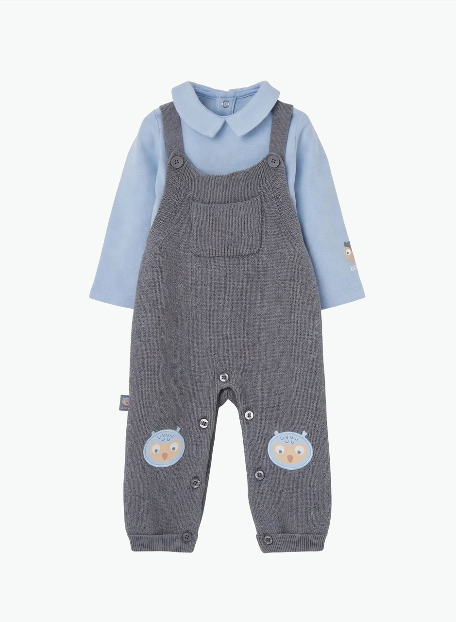 Knitted jumpsuit and cotton bodysuit set