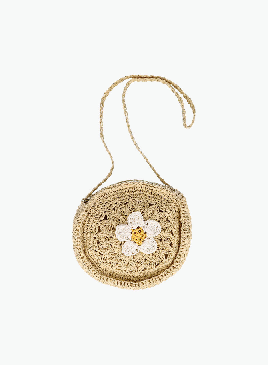 Փոքր գործած պայուսակ ծաղիկով