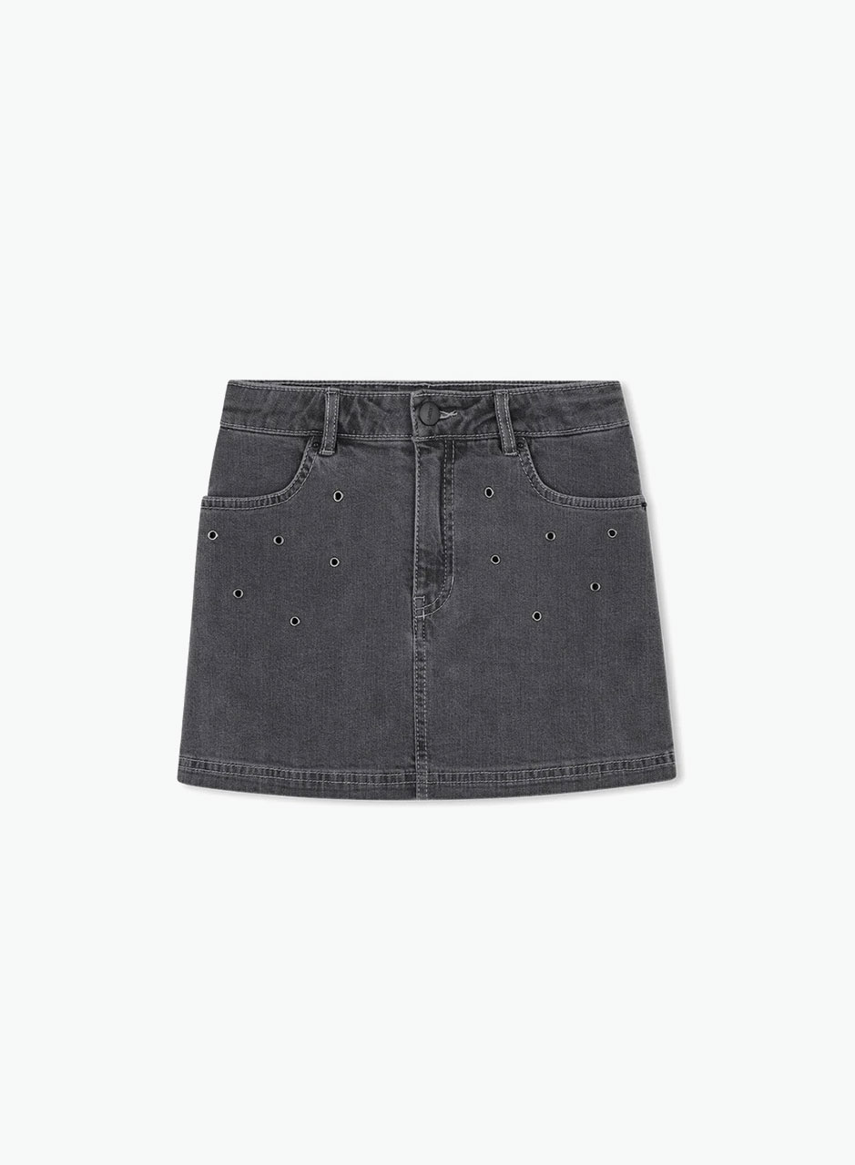 Джинсовая юбка с пуговицей