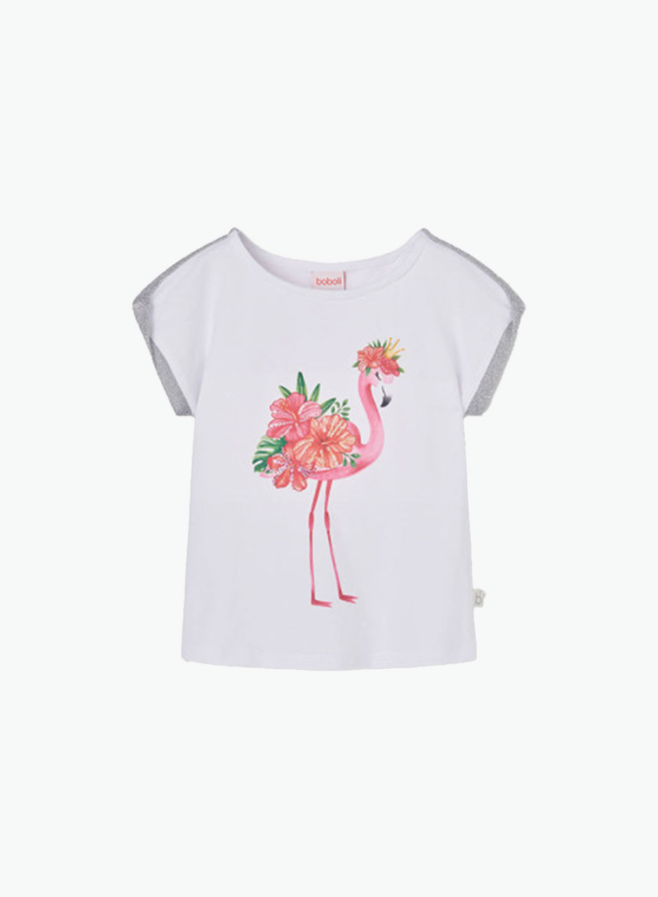 Блузка с блестящими деталями "Фламинго"