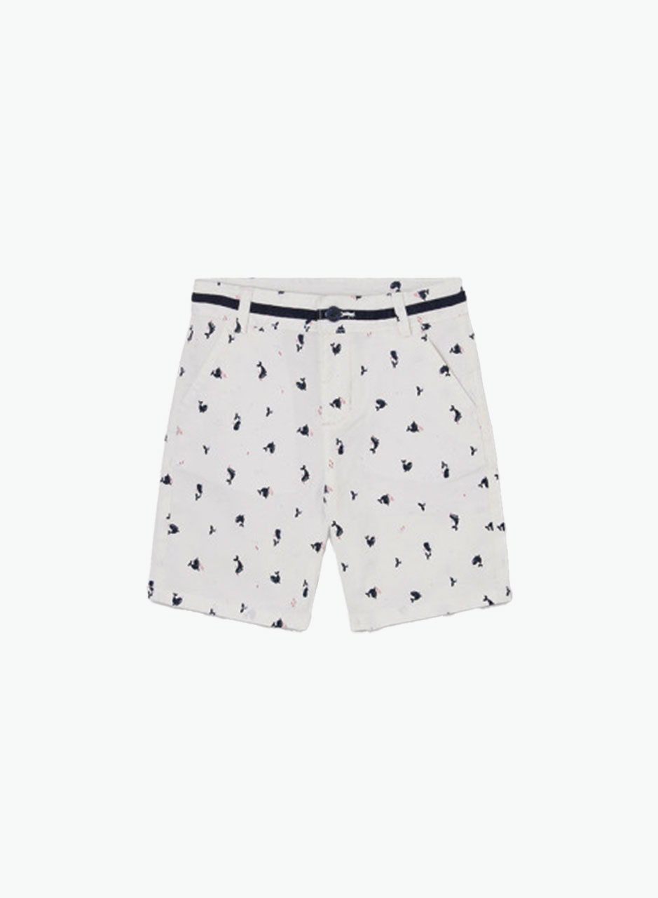 Gabardine shorts with whale print