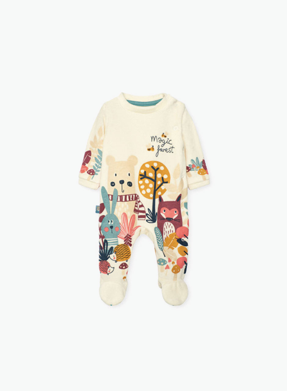 Velour bodysuit with a picture of animals