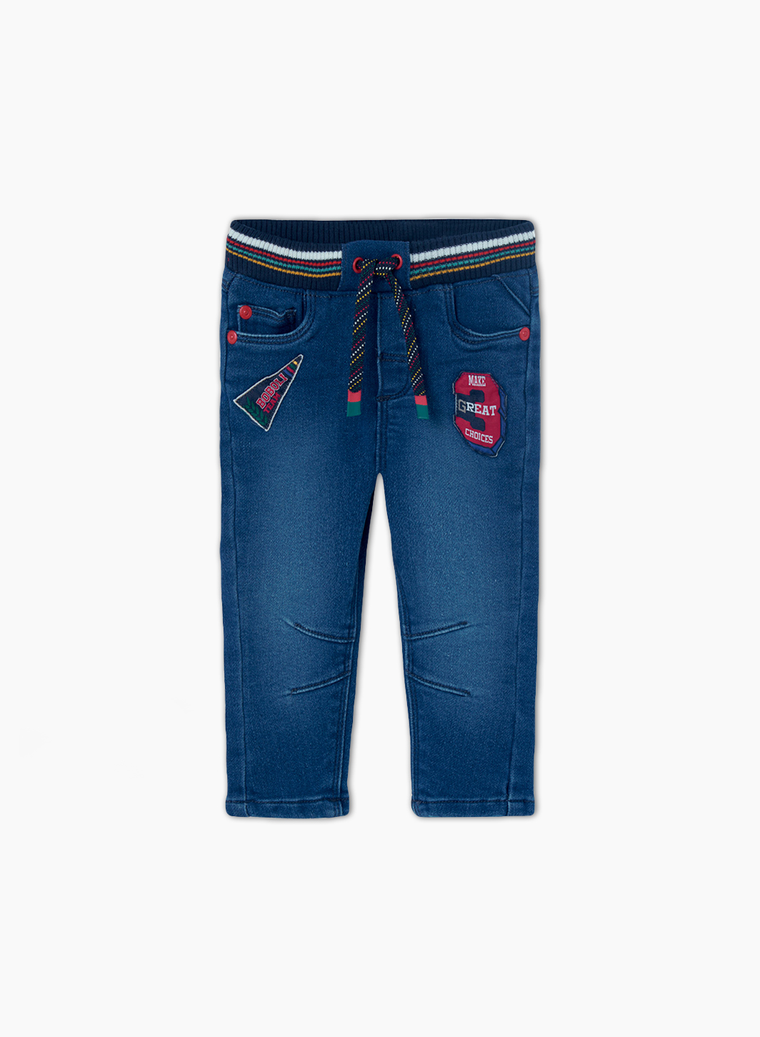 Denim trousers with an elastic waistband for boys