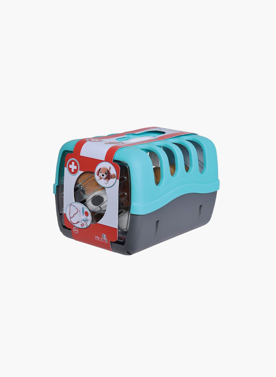 Veterinary case with plush dog