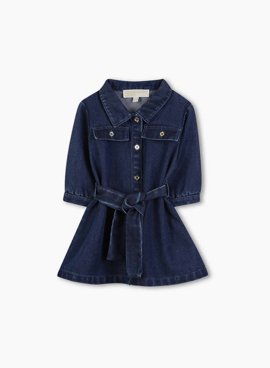 Belted denim dress