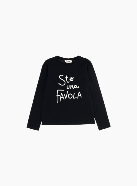 Long sleeve cotton T-shirt with lettering