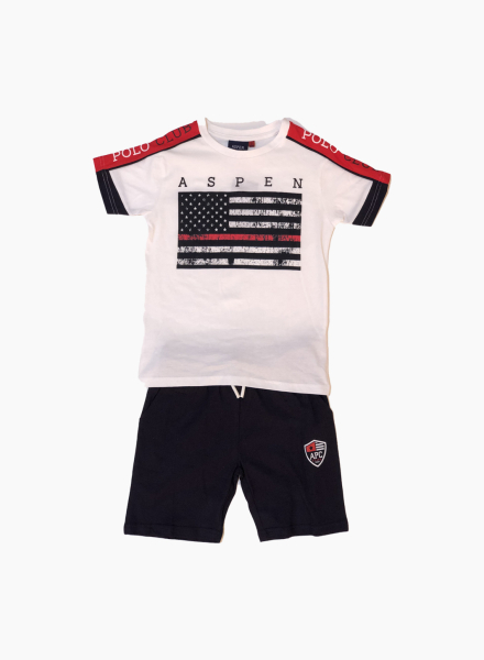 Set of T-shirt and shorts with American flag