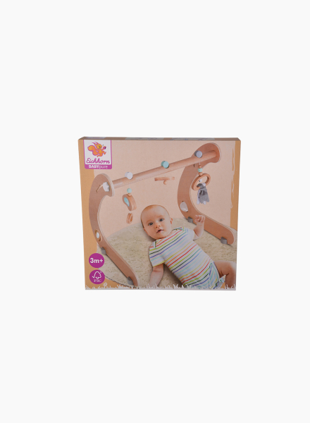 Wooden stand with hanging toys