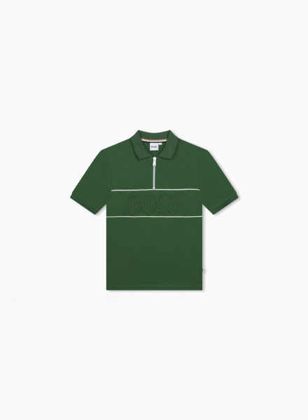 Short sleeve polo with zipper at the collar