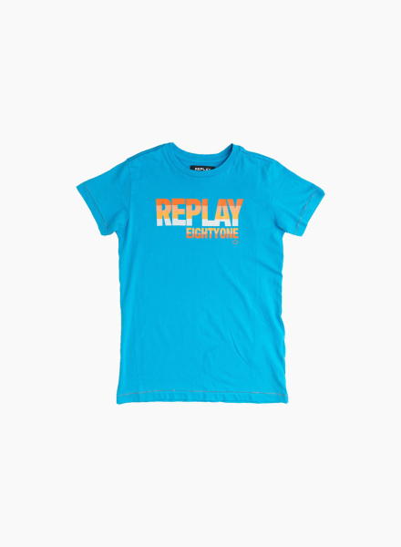 Short sleeve T-shirt with printed Replay logo