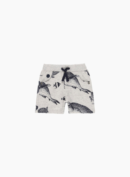 Fleece bermuda shorts with printed sharks