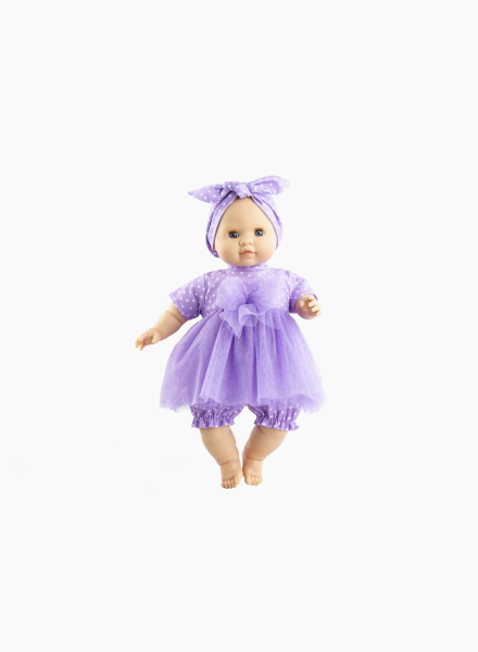 Doll "Noemi" in a purple outfit with a bouffant skirt 36 cm