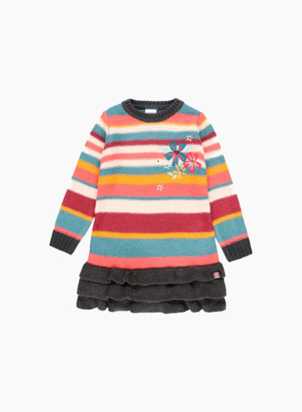 Dress with multi-colored stripes