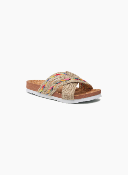 Colorful wicker slippers
