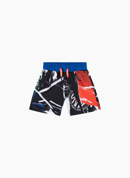 Swim shorts with abstract illustration