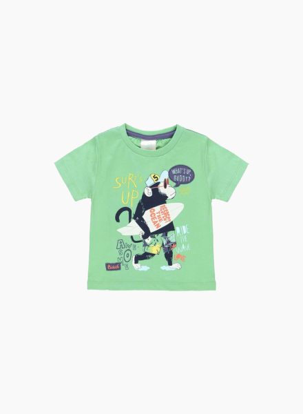 Cotton T-shirt with printed monkey