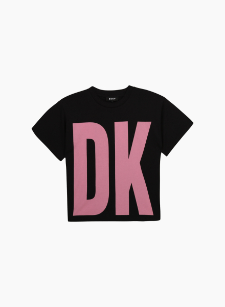 Loose T-shirt with printed DKNY logo at the front and back