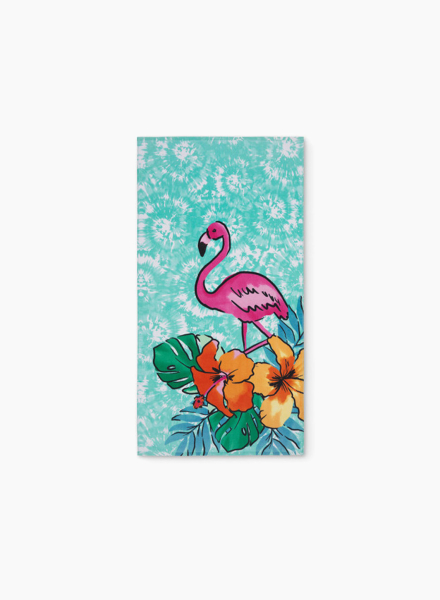 Cotton towel with flamingo print