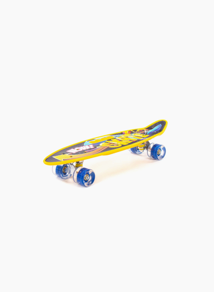 Yellow skateboard with sticker 59 sm