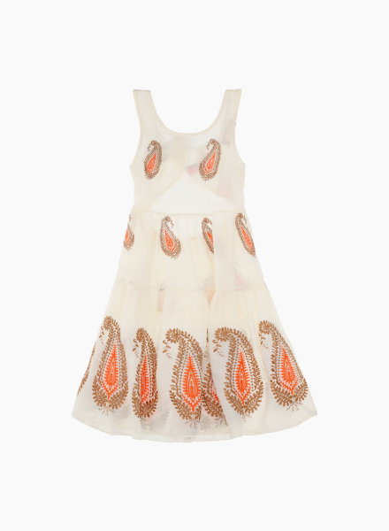Summer dress with embroidered print