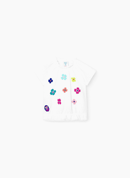 T-shirt with embroidered flowers