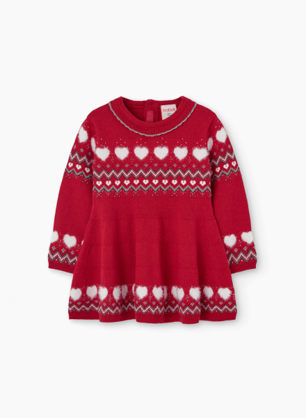 Knitwear dress with heart print