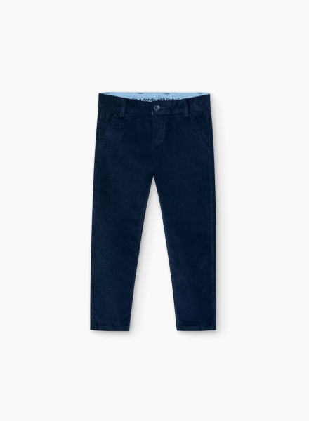 Microcorduroy trousers with adjustable waist
