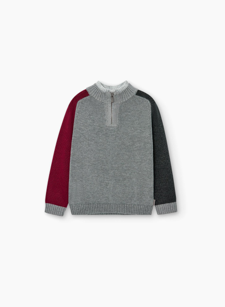 Sweater with small zip and collar