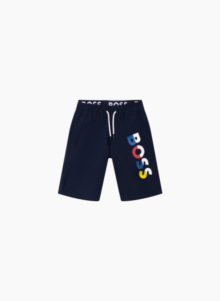 Swim shorts with multicolor printed logo