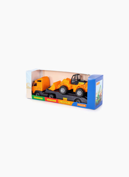 Construcrion machine trailer and tractor