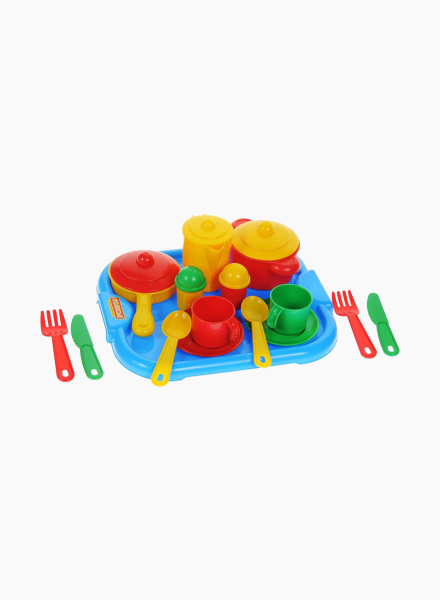 Dinnerware set with a tray