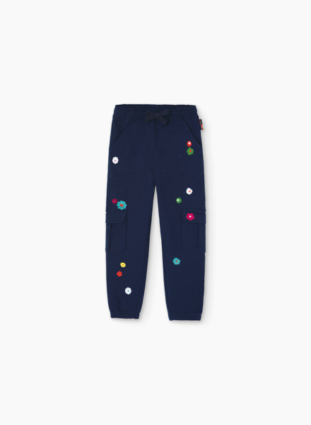 Sport trousers with embroidered flowers