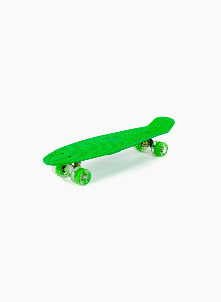 Green skateboard with sticker 65 sm