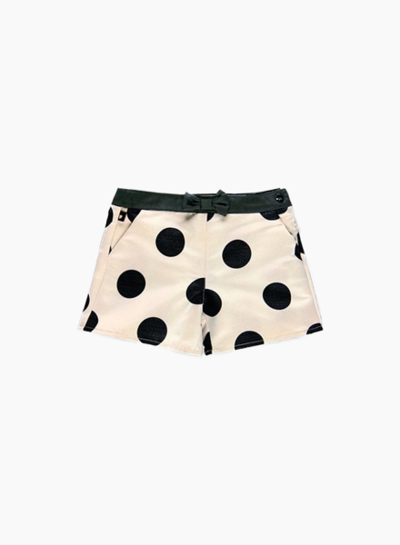 Polka dot shorts with bow on the waist
