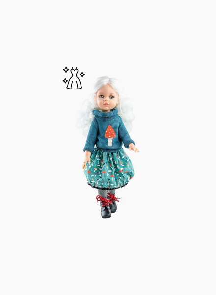 Sweater with fly agaric, skirt and socks for 32 cm dolls