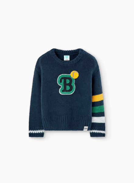 Knitwear pullover with letter "B"